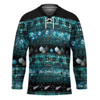 New Zealand Darts Christmas Hockey Jersey Merry Xmas Aotearoa Maori Paua Shell LT14 Unisex Cyan - Polynesian Pride