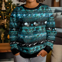 New Zealand Darts Christmas Kid Ugly Christmas Sweater Merry Xmas Aotearoa Maori Paua Shell LT14 - Polynesian Pride