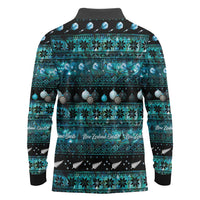 New Zealand Darts Christmas Long Sleeve Polo Shirt Merry Xmas Aotearoa Maori Paua Shell LT14 - Polynesian Pride