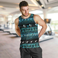 New Zealand Darts Christmas Men Tank Top Merry Xmas Aotearoa Maori Paua Shell LT14 Cyan - Polynesian Pride