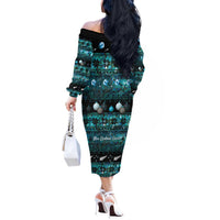 New Zealand Darts Christmas Off The Shoulder Long Sleeve Dress Merry Xmas Aotearoa Maori Paua Shell LT14 - Polynesian Pride