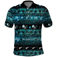 New Zealand Darts Christmas Polo Shirt Merry Xmas Aotearoa Maori Paua Shell - Polynesian Pride