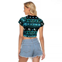 New Zealand Darts Christmas Raglan Cropped T Shirt Merry Xmas Aotearoa Maori Paua Shell LT14 - Polynesian Pride