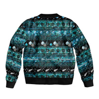 New Zealand Darts Christmas Sleeve Zip Bomber Jacket Merry Xmas Aotearoa Maori Paua Shell - Polynesian Pride