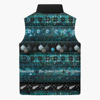 New Zealand Darts Christmas Sleeveless Puffer Jacket Merry Xmas Aotearoa Maori Paua Shell - Polynesian Pride