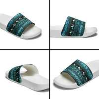 New Zealand Darts Christmas Slide Sandals Merry Xmas Aotearoa Maori Paua Shell - Polynesian Pride