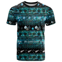 New Zealand Darts Christmas T Shirt Merry Xmas Aotearoa Maori Paua Shell LT14 Cyan - Polynesian Pride