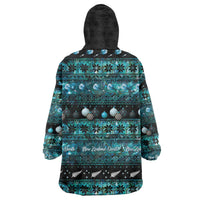 New Zealand Darts Christmas Wearable Blanket Hoodie Merry Xmas Aotearoa Maori Paua Shell LT14 - Polynesian Pride