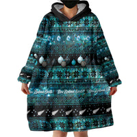 New Zealand Darts Christmas Wearable Blanket Hoodie Merry Xmas Aotearoa Maori Paua Shell LT14 - Polynesian Pride