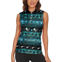 New Zealand Darts Christmas Women Sleeveless Polo Shirt Merry Xmas Aotearoa Maori Paua Shell LT14 - Polynesian Pride