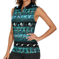New Zealand Darts Christmas Women Sleeveless Polo Shirt Merry Xmas Aotearoa Maori Paua Shell LT14 - Polynesian Pride