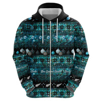 New Zealand Darts Christmas Zip Hoodie Merry Xmas Aotearoa Maori Paua Shell LT14 - Polynesian Pride