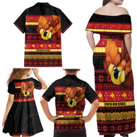 Papua New Guinea Christmas Family Matching Off Shoulder Maxi Dress and Hawaiian Shirt Bikpela hamamas blong dispela Krismas - Polynesian Pride