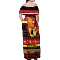 Papua New Guinea Christmas Off Shoulder Maxi Dress Bikpela hamamas blong dispela Krismas LT14 - Polynesian Pride