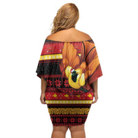 Papua New Guinea Christmas Off Shoulder Short Dress Bikpela hamamas blong dispela Krismas LT14 - Polynesian Pride