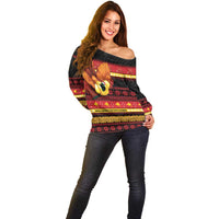 Papua New Guinea Christmas Off Shoulder Sweater Bikpela hamamas blong dispela Krismas LT14 - Polynesian Pride