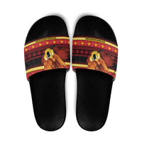 Papua New Guinea Christmas Slide Sandals Bikpela hamamas blong dispela Krismas LT14 Red - Polynesian Pride