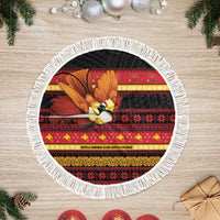 Papua New Guinea Christmas Tree Skirt Bikpela hamamas blong dispela Krismas LT14 Fringed Red - Polynesian Pride