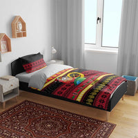 Vanuatu Christmas Bedding Set Joyeux Noel Surfing Santa With Boar Tusk - Polynesian Pride