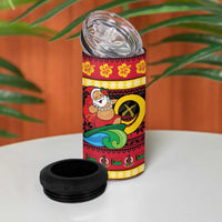 Vanuatu Christmas 4 in 1 Can Cooler Tumbler Joyeux Noel Surfing Santa With Boar Tusk LT14 - Polynesian Pride
