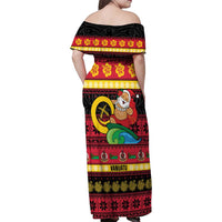 Vanuatu Christmas Family Matching Off Shoulder Maxi Dress and Hawaiian Shirt Joyeux Noel Surfing Santa With Boar Tusk LT14 - Polynesian Pride