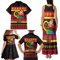 Vanuatu Christmas Family Matching Tank Maxi Dress and Hawaiian Shirt Joyeux Noel Surfing Santa With Boar Tusk LT14 - Polynesian Pride