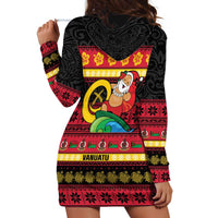 Vanuatu Christmas Hoodie Dress Joyeux Noel Surfing Santa With Boar Tusk LT14 - Polynesian Pride