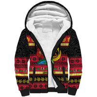 Vanuatu Christmas Sherpa Hoodie Joyeux Noel Surfing Santa With Boar Tusk LT14 Unisex Red - Polynesian Pride