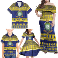 Niue Christmas Family Matching Off Shoulder Maxi Dress and Hawaiian Shirt Monuina e Kilisimasi Hiapo Motifs LT14 - Polynesian Pride