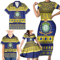 Niue Christmas Family Matching Short Sleeve Bodycon Dress and Hawaiian Shirt Monuina e Kilisimasi Hiapo Motifs LT14 - Polynesian Pride