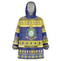 Niue Christmas Wearable Blanket Hoodie Monuina e Kilisimasi Hiapo Motifs LT14 One Size Blue - Polynesian Pride