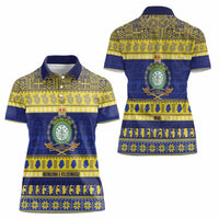 Niue Christmas Women Polo Shirt Monuina e Kilisimasi Hiapo Motifs - Polynesian Pride