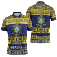 Niue Christmas Zipper Polo Shirt Monuina e Kilisimasi Hiapo Motifs LT14 - Polynesian Pride