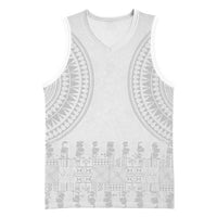 Niue White Sunday Basketball Jersey Tapu Fanau Ia Puakenikeni Hiapo Pattern LT14 Unisex White - Polynesian Pride