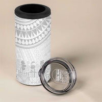 Niue White Sunday 4 in 1 Can Cooler Tumbler Tapu Fanau Ia Puakenikeni Hiapo Pattern LT14 - Polynesian Pride