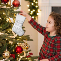 Niue White Sunday Christmas Stocking Tapu Fanau Ia Puakenikeni Hiapo Pattern - Polynesian Pride