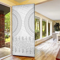 Niue White Sunday Door Cover Tapu Fanau Ia Puakenikeni Hiapo Pattern LT14 - Polynesian Pride