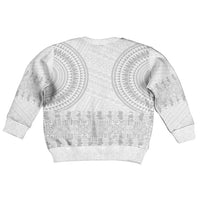 Niue White Sunday Kid Ugly Christmas Sweater Tapu Fanau Ia Puakenikeni Hiapo Pattern LT14 - Polynesian Pride