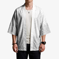 Niue White Sunday Kimono Tapu Fanau Ia Puakenikeni Hiapo Pattern - Polynesian Pride