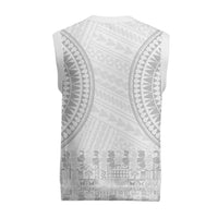 Niue White Sunday Christmas Knitted V-Neck Vest Tapu Fanau Ia Puakenikeni Hiapo Pattern LT14 - Polynesian Pride