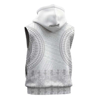 Niue White Sunday Sleeveless Zip Hoodie Tapu Fanau Ia Puakenikeni Hiapo Pattern LT14 - Polynesian Pride