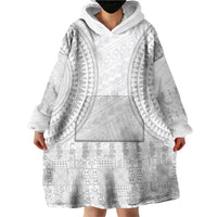 Niue White Sunday Wearable Blanket Hoodie Tapu Fanau Ia Puakenikeni Hiapo Pattern LT14 - Polynesian Pride