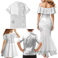 Niue White Sunday Family Matching Mermaid Dress and Hawaiian Shirt Half Hiapo Pattern Vibes LT14 - Polynesian Pride