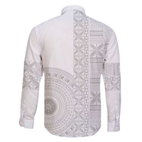 Niue White Sunday Family Matching Off The Shoulder Long Sleeve Dress and Hawaiian Shirt Half Hiapo Pattern Vibes LT14 - Polynesian Pride