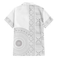Niue White Sunday Family Matching Short Sleeve Bodycon Dress and Hawaiian Shirt Half Hiapo Pattern Vibes LT14 - Polynesian Pride