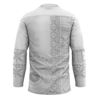 Niue White Sunday Hockey Jersey Half Hiapo Pattern Vibes - Polynesian Pride