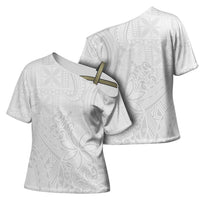 Tapu Fanau Ia Niue Cross Shoulder Shirt Happy White Sunday Unique Hiapo LT14 - Polynesian Pride