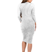 Tapu Fanau Ia Niue Family Matching Long Sleeve Bodycon Dress and Hawaiian Shirt Happy White Sunday Unique Hiapo LT14 - Polynesian Pride