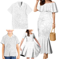 Tapu Fanau Ia Niue Family Matching Mermaid Dress and Hawaiian Shirt Happy White Sunday Unique Hiapo LT14 - Polynesian Pride