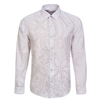Tapu Fanau Ia Niue Family Matching Off The Shoulder Long Sleeve Dress and Hawaiian Shirt Happy White Sunday Unique Hiapo LT14 Dad's Shirt - Long Sleeve White - Polynesian Pride